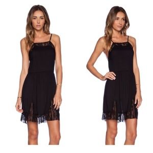 Free People Black Lace Insert Swing Slip Dress Size M